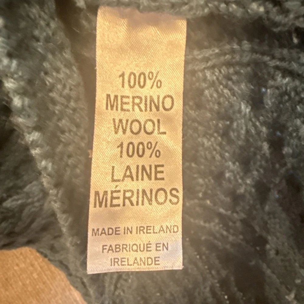 Aran Mor Chunky Cowl Neck Sweater 100% Merino Wool Made In Ireland Lrg Dark Teal